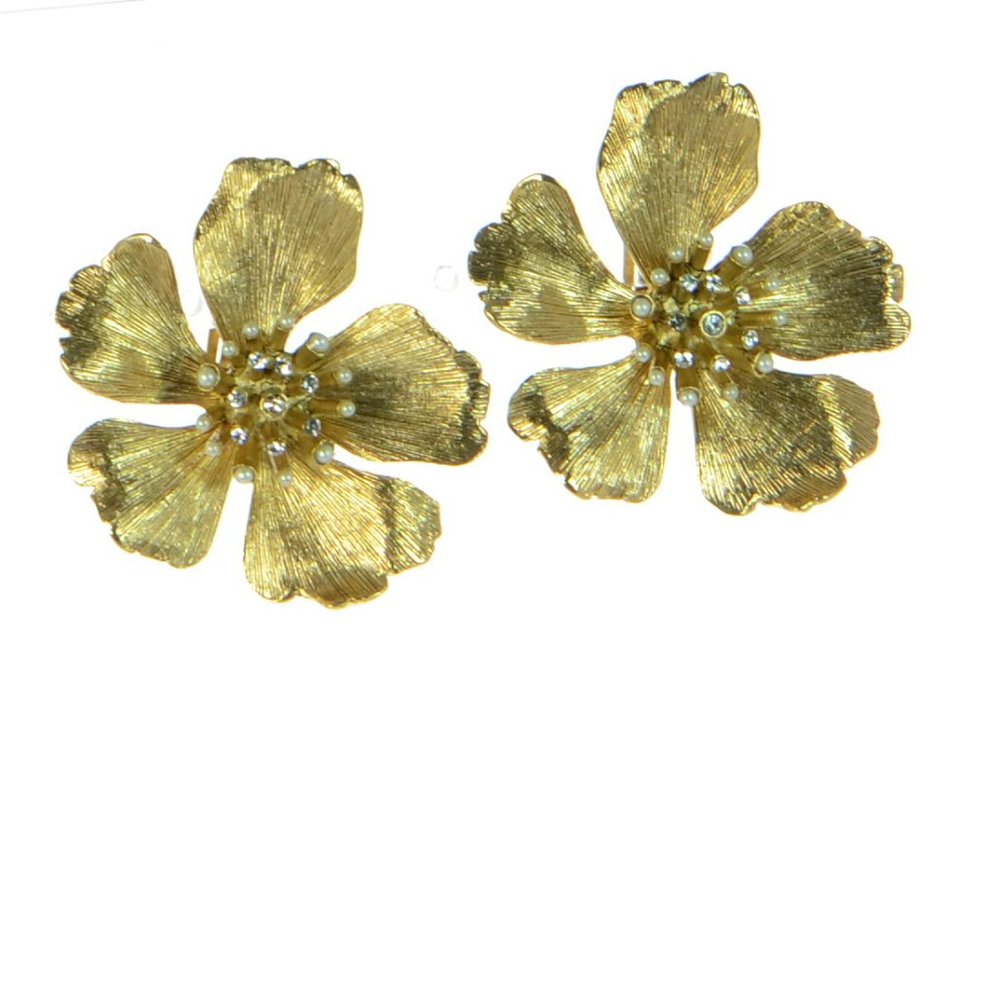 Oscar De La Renta Large Michelle Flower Stud Earrings